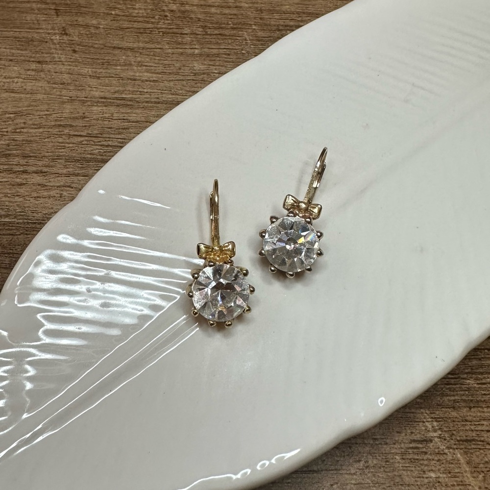 Betsy Johnson • studded drop earrings, gold